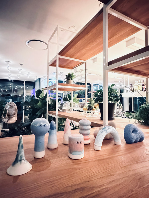 Ceramics on a shelf